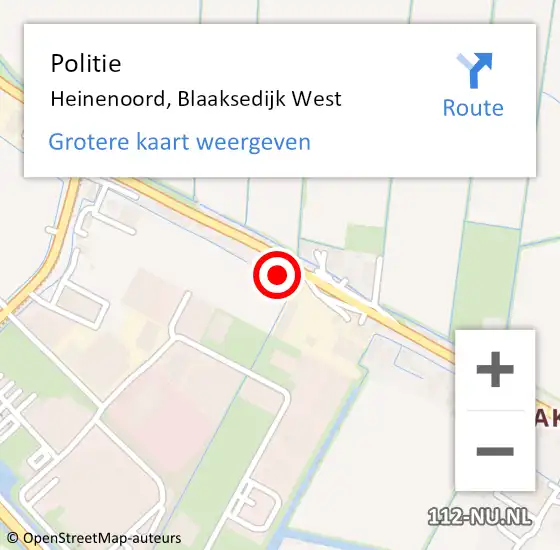 Locatie op kaart van de 112 melding: Politie Heinenoord, Blaaksedijk West op 14 oktober 2021 14:24