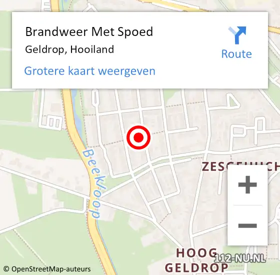 Locatie op kaart van de 112 melding: Brandweer Met Spoed Naar Geldrop, Hooiland op 14 oktober 2021 14:25