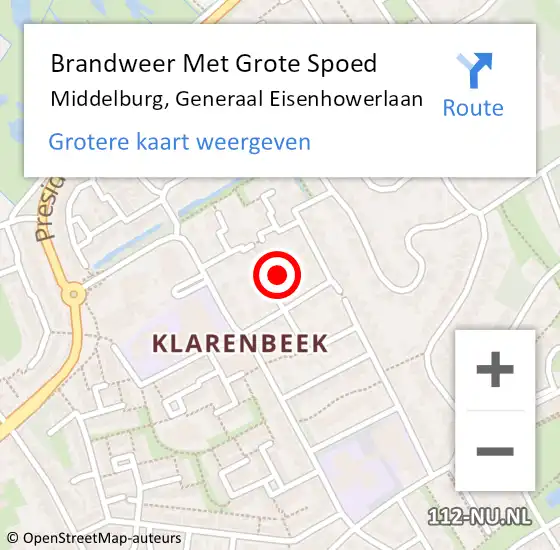 Locatie op kaart van de 112 melding: Brandweer Met Grote Spoed Naar Middelburg, Generaal Eisenhowerlaan op 14 oktober 2021 14:27
