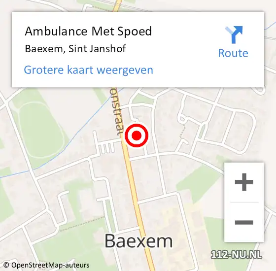 Locatie op kaart van de 112 melding: Ambulance Met Spoed Naar Baexem, Sint Janshof op 26 juni 2014 03:42