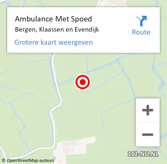 Locatie op kaart van de 112 melding: Ambulance Met Spoed Naar Bergen, Klaassen en Evendijk op 14 oktober 2021 14:30