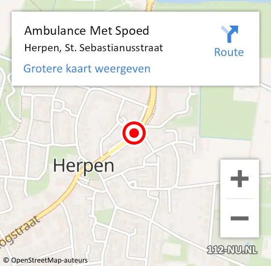 Locatie op kaart van de 112 melding: Ambulance Met Spoed Naar Herpen, St. Sebastianusstraat op 14 oktober 2021 14:32