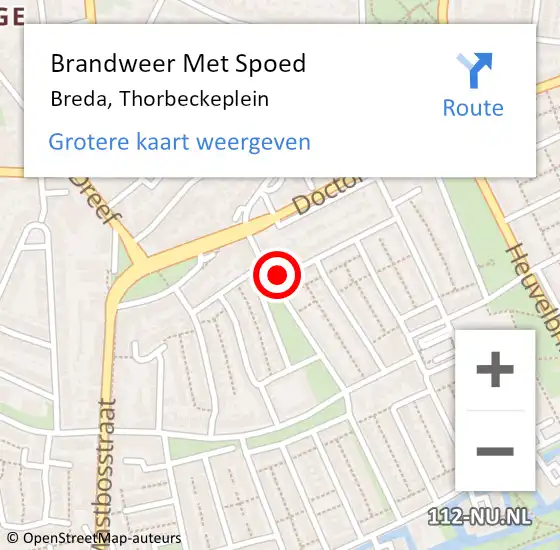 Locatie op kaart van de 112 melding: Brandweer Met Spoed Naar Breda, Thorbeckeplein op 14 oktober 2021 14:53