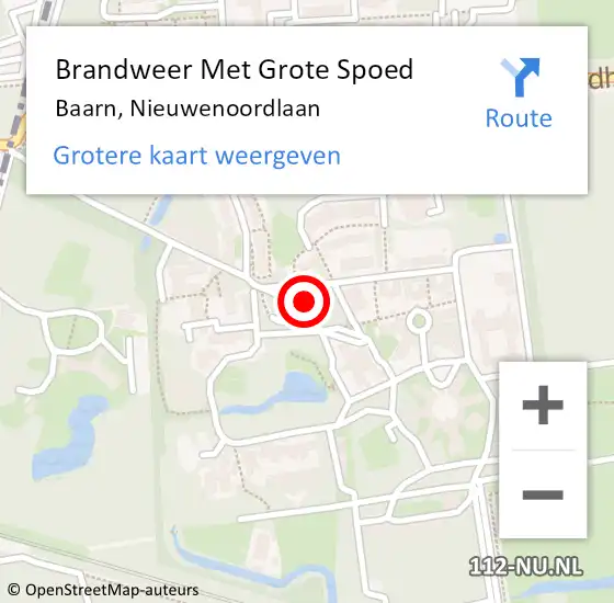 Locatie op kaart van de 112 melding: Brandweer Met Grote Spoed Naar Baarn, Nieuwenoordlaan op 14 oktober 2021 14:56