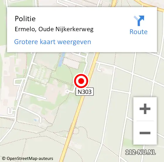 Locatie op kaart van de 112 melding: Politie Ermelo, Oude Nijkerkerweg op 14 oktober 2021 15:04