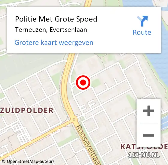 Locatie op kaart van de 112 melding: Politie Met Grote Spoed Naar Terneuzen, Evertsenlaan op 14 oktober 2021 15:10