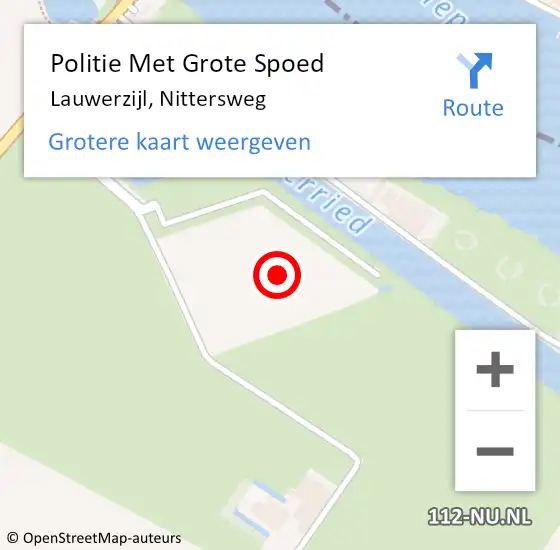 Locatie op kaart van de 112 melding: Politie Met Grote Spoed Naar Lauwerzijl, Nittersweg op 14 oktober 2021 15:18