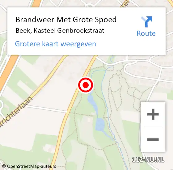 Locatie op kaart van de 112 melding: Brandweer Met Grote Spoed Naar Beek, Kasteel Genbroekstraat op 14 oktober 2021 15:25