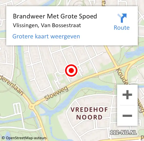 Locatie op kaart van de 112 melding: Brandweer Met Grote Spoed Naar Vlissingen, Van Bossestraat op 14 oktober 2021 15:32