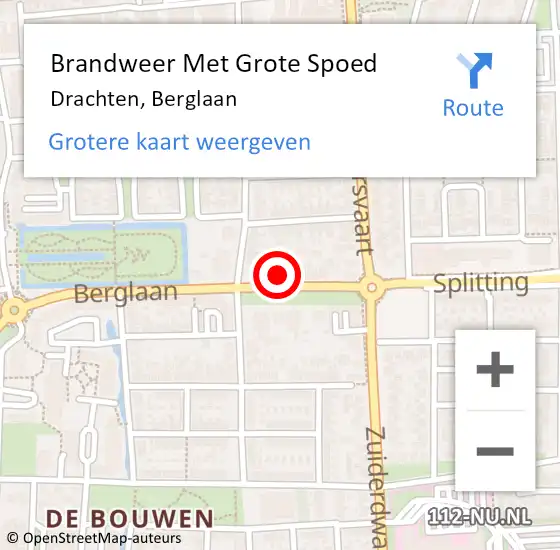 Locatie op kaart van de 112 melding: Brandweer Met Grote Spoed Naar Drachten, Berglaan op 14 oktober 2021 15:52