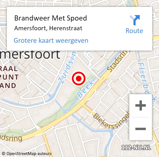 Locatie op kaart van de 112 melding: Brandweer Met Spoed Naar Amersfoort, Herenstraat op 14 oktober 2021 16:02