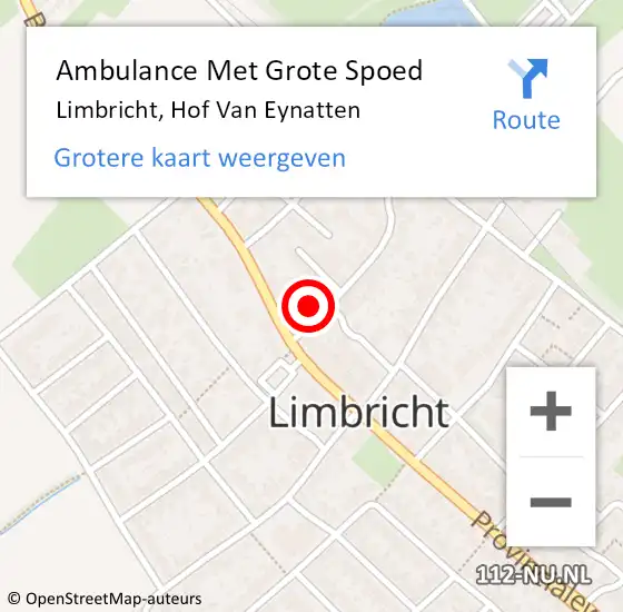 Locatie op kaart van de 112 melding: Ambulance Met Grote Spoed Naar Limbricht, Hof Van Eynatten op 26 juni 2014 04:32