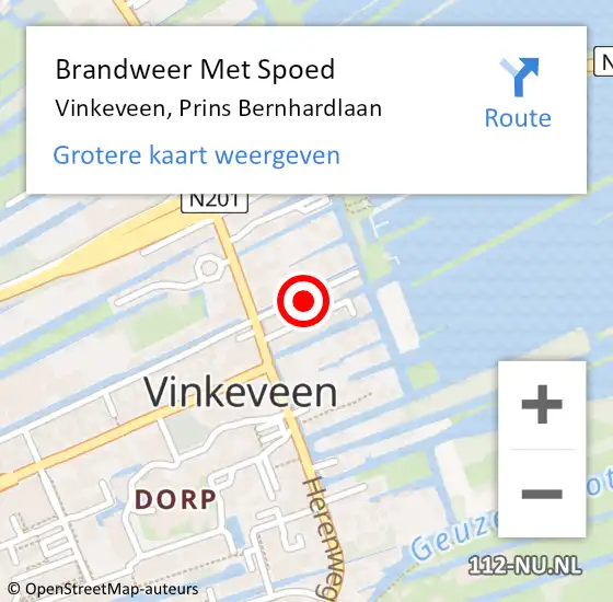 Locatie op kaart van de 112 melding: Brandweer Met Spoed Naar Vinkeveen, Prins Bernhardlaan op 14 oktober 2021 16:26