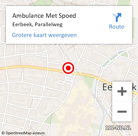 Locatie op kaart van de 112 melding: Ambulance Met Spoed Naar Eerbeek, Parallelweg op 14 oktober 2021 16:38