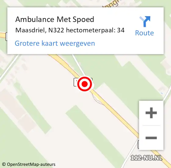 Locatie op kaart van de 112 melding: Ambulance Met Spoed Naar Maasdriel, N322 hectometerpaal: 34 op 14 oktober 2021 16:43