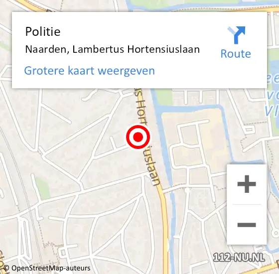 Locatie op kaart van de 112 melding: Politie Naarden, Lambertus Hortensiuslaan op 14 oktober 2021 17:01