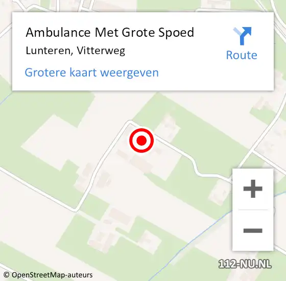 Locatie op kaart van de 112 melding: Ambulance Met Grote Spoed Naar Lunteren, Vitterweg op 14 oktober 2021 17:17