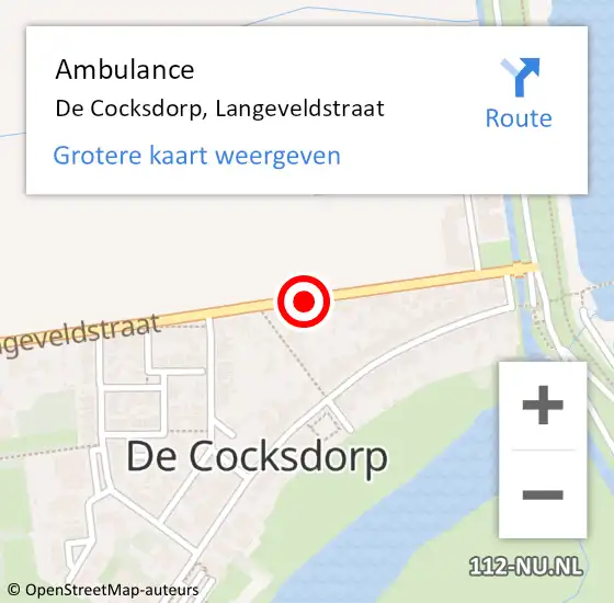 Locatie op kaart van de 112 melding: Ambulance De Cocksdorp, Langeveldstraat op 14 oktober 2021 17:17