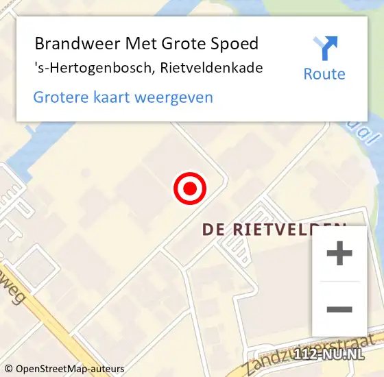 Locatie op kaart van de 112 melding: Brandweer Met Grote Spoed Naar 's-Hertogenbosch, Rietveldenkade op 14 oktober 2021 17:18