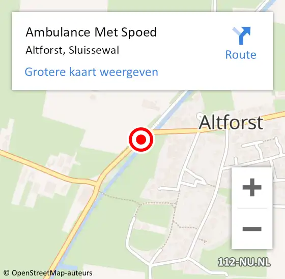 Locatie op kaart van de 112 melding: Ambulance Met Spoed Naar Altforst, Sluissewal op 14 oktober 2021 17:21