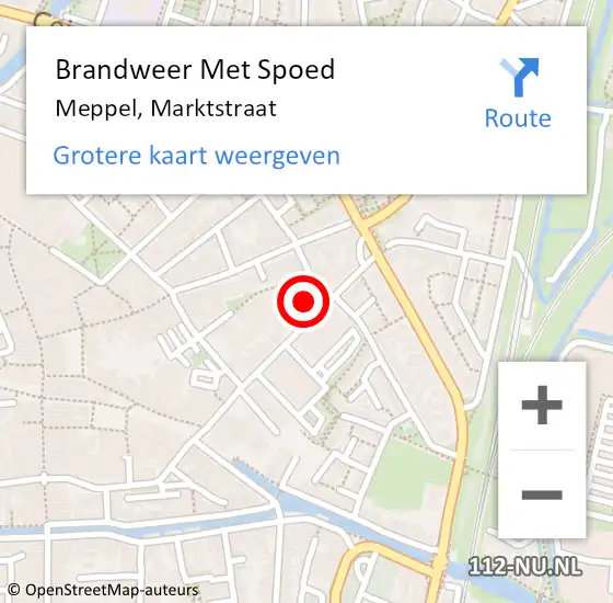 Locatie op kaart van de 112 melding: Brandweer Met Spoed Naar Meppel, Marktstraat op 14 oktober 2021 17:33