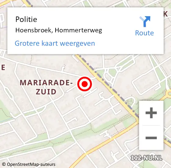 Locatie op kaart van de 112 melding: Politie Hoensbroek, Hommerterweg op 14 oktober 2021 17:36