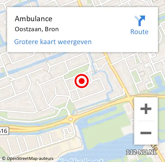 Locatie op kaart van de 112 melding: Ambulance Oostzaan, Bron op 14 oktober 2021 18:04