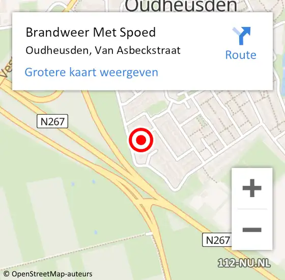 Locatie op kaart van de 112 melding: Brandweer Met Spoed Naar Oudheusden, Van Asbeckstraat op 14 oktober 2021 18:08
