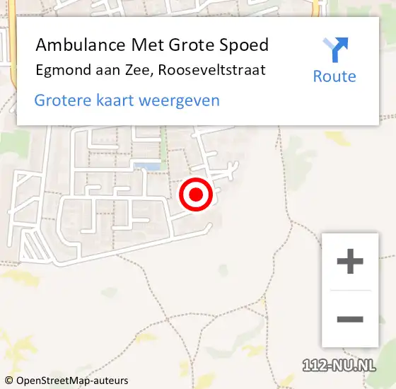 Locatie op kaart van de 112 melding: Ambulance Met Grote Spoed Naar Egmond aan Zee, Rooseveltstraat op 14 oktober 2021 18:39