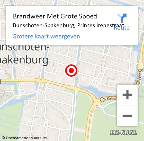 Locatie op kaart van de 112 melding: Brandweer Met Grote Spoed Naar Bunschoten-Spakenburg, Prinses Irenestraat op 14 oktober 2021 18:41