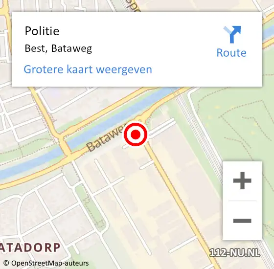 Locatie op kaart van de 112 melding: Politie Best, Bataweg op 14 oktober 2021 18:41