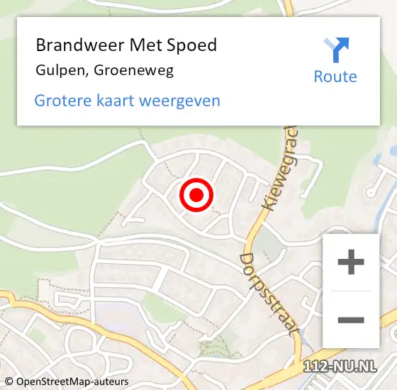 Locatie op kaart van de 112 melding: Brandweer Met Spoed Naar Gulpen, Groeneweg op 14 oktober 2021 18:51