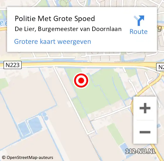 Locatie op kaart van de 112 melding: Politie Met Grote Spoed Naar De Lier, Burgemeester van Doornlaan op 14 oktober 2021 18:55