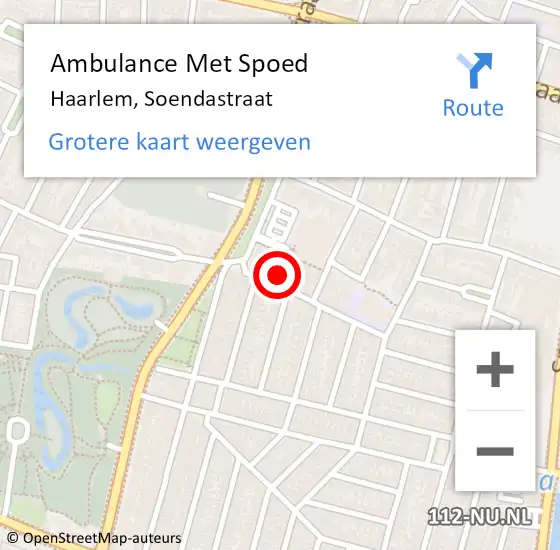 Locatie op kaart van de 112 melding: Ambulance Met Spoed Naar Haarlem, Soendastraat op 14 oktober 2021 19:17