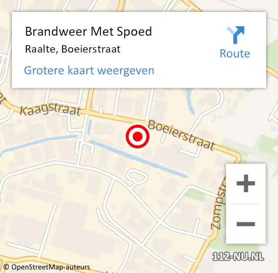 Locatie op kaart van de 112 melding: Brandweer Met Spoed Naar Raalte, Boeierstraat op 14 oktober 2021 19:24