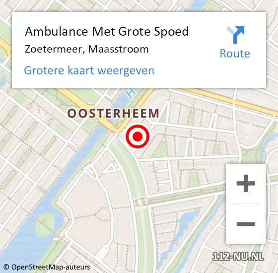 Locatie op kaart van de 112 melding: Ambulance Met Grote Spoed Naar Zoetermeer, Maasstroom op 14 oktober 2021 19:38