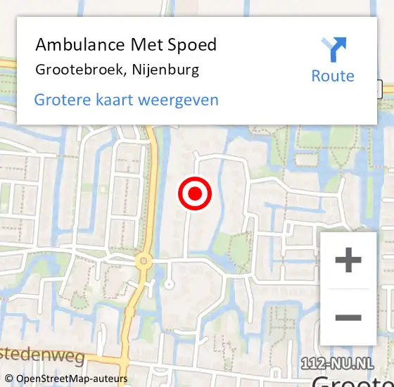 Locatie op kaart van de 112 melding: Ambulance Met Spoed Naar Grootebroek, Nijenburg op 14 oktober 2021 19:42