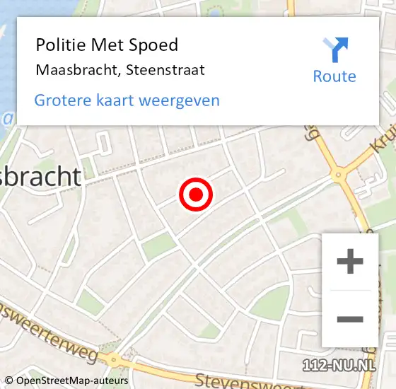 Locatie op kaart van de 112 melding: Politie Met Spoed Naar Maasbracht, Steenstraat op 14 oktober 2021 19:50