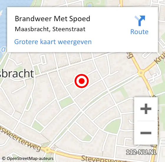Locatie op kaart van de 112 melding: Brandweer Met Spoed Naar Maasbracht, Steenstraat op 14 oktober 2021 19:50