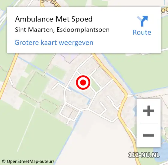 Locatie op kaart van de 112 melding: Ambulance Met Spoed Naar Sint Maarten, Esdoornplantsoen op 14 oktober 2021 20:01