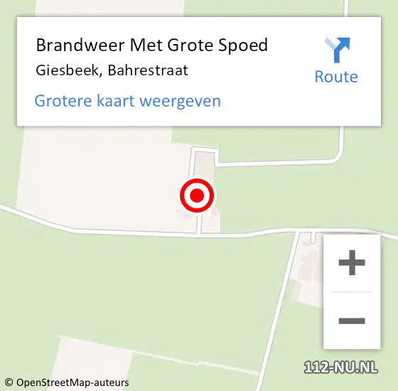 Locatie op kaart van de 112 melding: Brandweer Met Grote Spoed Naar Giesbeek, Bahrestraat op 14 oktober 2021 20:31