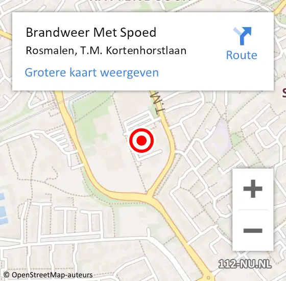 Locatie op kaart van de 112 melding: Brandweer Met Spoed Naar Rosmalen, T.M. Kortenhorstlaan op 14 oktober 2021 20:37