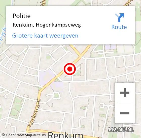 Locatie op kaart van de 112 melding: Politie Renkum, Hogenkampseweg op 14 oktober 2021 21:04