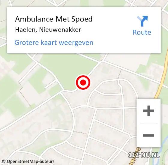 Locatie op kaart van de 112 melding: Ambulance Met Spoed Naar Haelen, Nieuwenakker op 14 oktober 2021 21:19