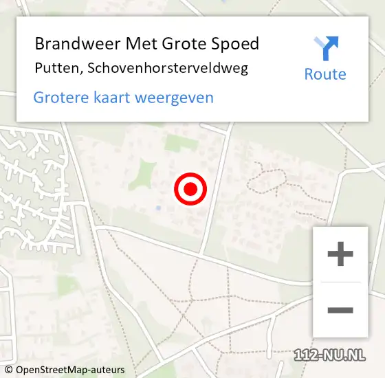 Locatie op kaart van de 112 melding: Brandweer Met Grote Spoed Naar Putten, Schovenhorsterveldweg op 14 oktober 2021 21:21