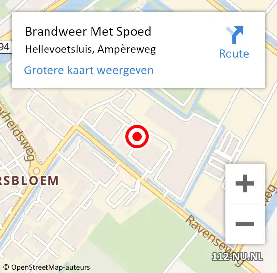 Locatie op kaart van de 112 melding: Brandweer Met Spoed Naar Hellevoetsluis, Ampèreweg op 14 oktober 2021 21:31