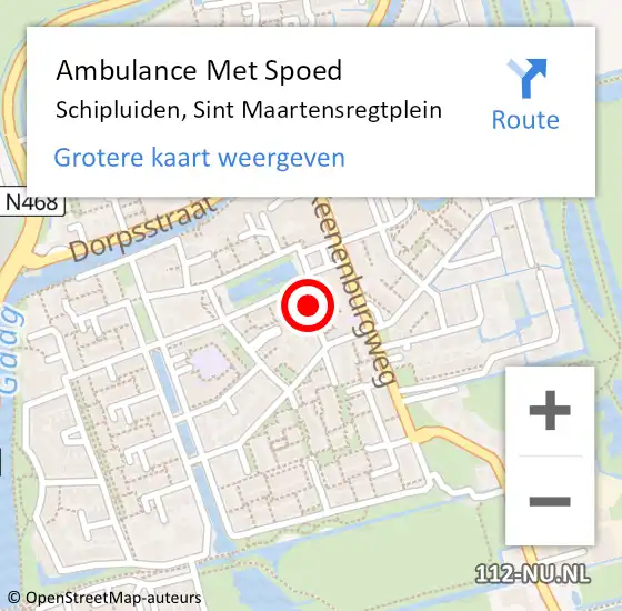 Locatie op kaart van de 112 melding: Ambulance Met Spoed Naar Schipluiden, Sint Maartensregtplein op 14 oktober 2021 21:45