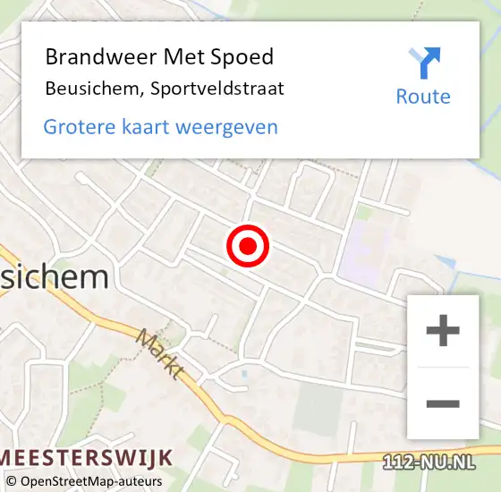 Locatie op kaart van de 112 melding: Brandweer Met Spoed Naar Beusichem, Sportveldstraat op 14 oktober 2021 21:53