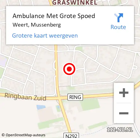 Locatie op kaart van de 112 melding: Ambulance Met Grote Spoed Naar Weert, Mussenberg op 14 oktober 2021 22:28