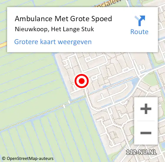 Locatie op kaart van de 112 melding: Ambulance Met Grote Spoed Naar Nieuwkoop, Het Lange Stuk op 14 oktober 2021 22:49